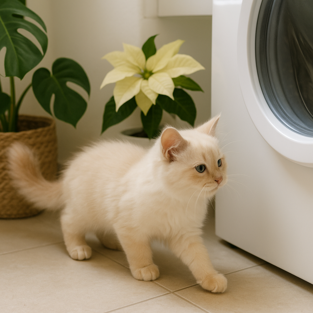 adoption chat ragdoll conseils : Un chat près de la machine à laver